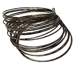 Vintage Gold Tone Metal Bangle Bracelets Set Of 23 Retro Fashion Jewelry Women